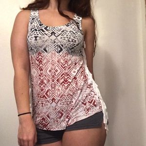 Red white and blue tribal tank top